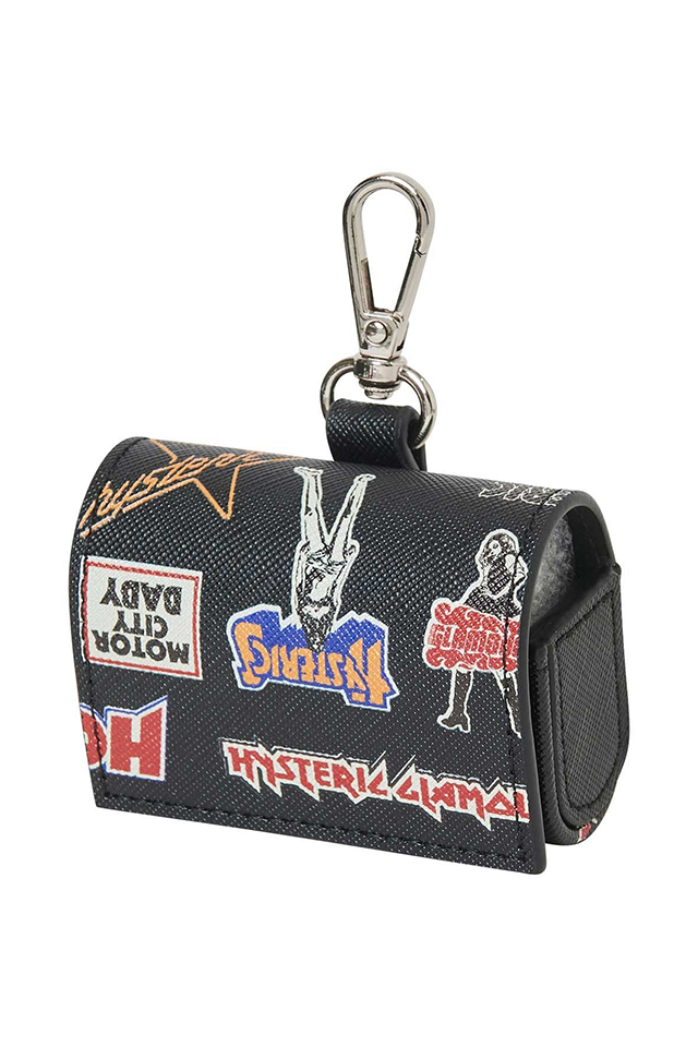 HYSTERIC GLAMOUR ヒステリックグラマー 01263QG05 ROCK CITY柄 AirPodsProケース BLACK 正規通販 レディース メンズ