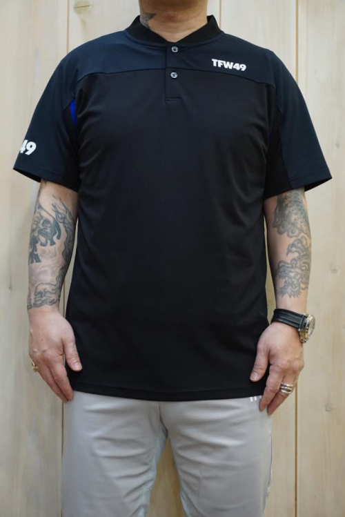 TFW49 ティーエフダブリューフォーティーナイン T102310012 SIDE MESH COLLARLESS POLO サイドメッシュカラーレスポロ BLK × NVY 正規通販 メンズ ゴルフ