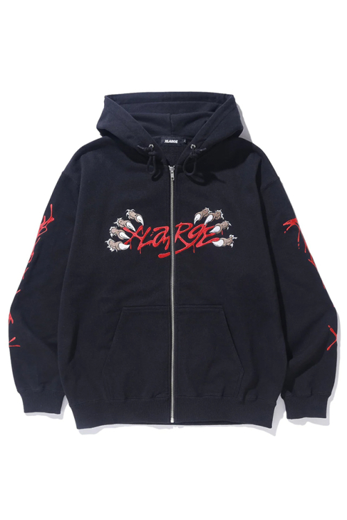 XLARGE エクストララージ 101241012006 CLAW ZIP HOODED SWEATSHIRT XLARGE ジップパーカー BLACK 正規通販 メンズ レディース