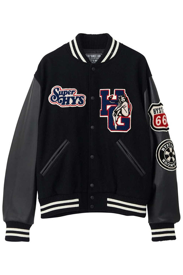 HYSTERIC GLAMOUR ヒステリックグラマー 02233AB05 MOTOR CITY FEVER スタジャン BLACK 正規通販 メンズ