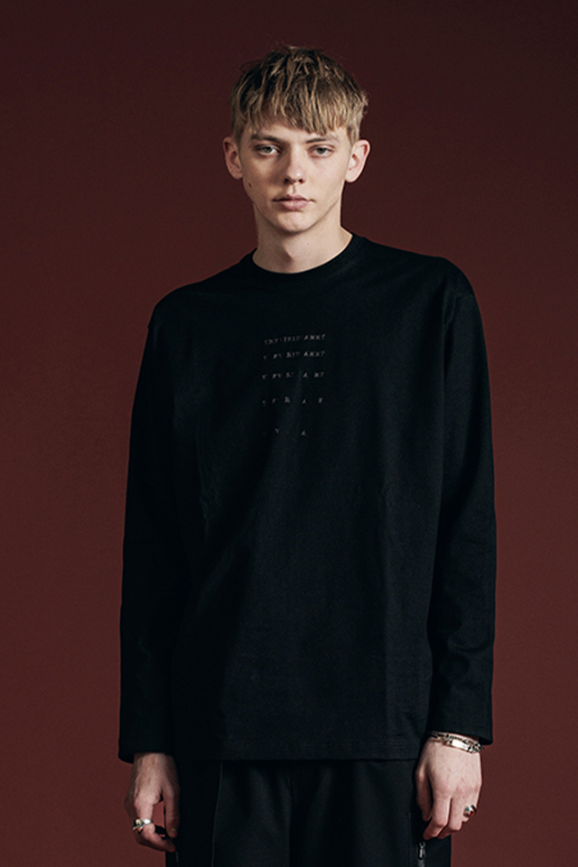 The Viridi-anne ザ ヴィリジアン VI-3675-01 COTTON JERSEY EMBROIDERED L/S T-SHIRT ロゴ刺繍ロングスリーブTシャツ BLACK 正規通販 メンズ