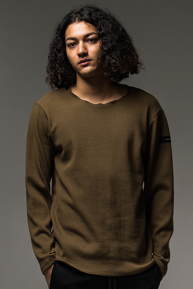 RESOUND CLOTHING  リサウンドクロージング BASIC-CUT-001 ST COTTON waffle Thermal ワッフルサーマルカットソー KHAKI 正規通販 メンズ