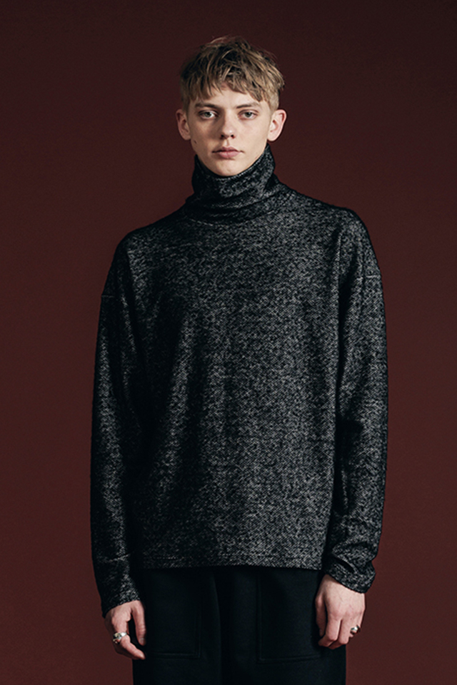 The Viridi-anne ザ ヴィリジアン VI-3666-01 COTTON/WOOL JERSEY TURTLE-NECK T-SHIRT タートルネックTシャツ BLACK 正規通販 メンズ