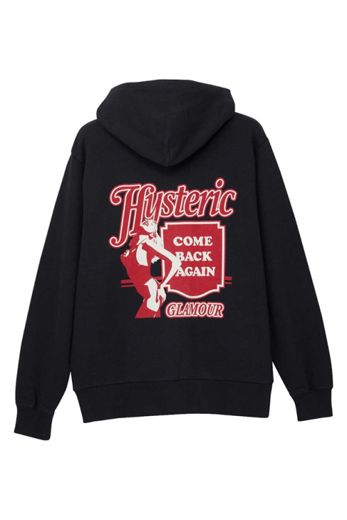 HYSTERIC GLAMOUR ヒステリックグラマー 02241CF01 COME BACK AGAIN パーカー BLACK 正規通販 メンズ