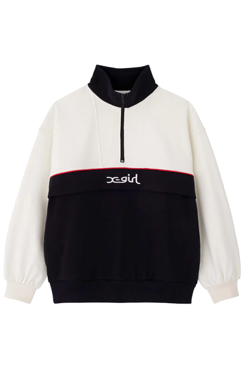 X-girl エックスガール 105233012016 BICOLOR ANORAK SWEAT TOP X-girl アノラックスウェット WHITE 正規通販 レディース