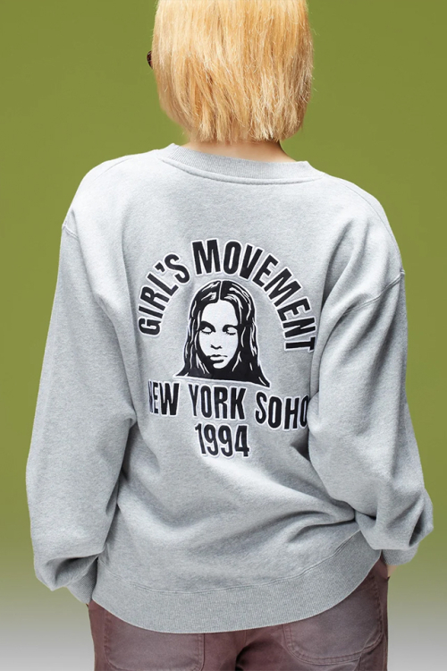 X-girl エックスガール 105263012007 ARCH LOGO AND FACE PATCH SWEATSHIRT クルーネックスウェット ASH 正規通販 レディース