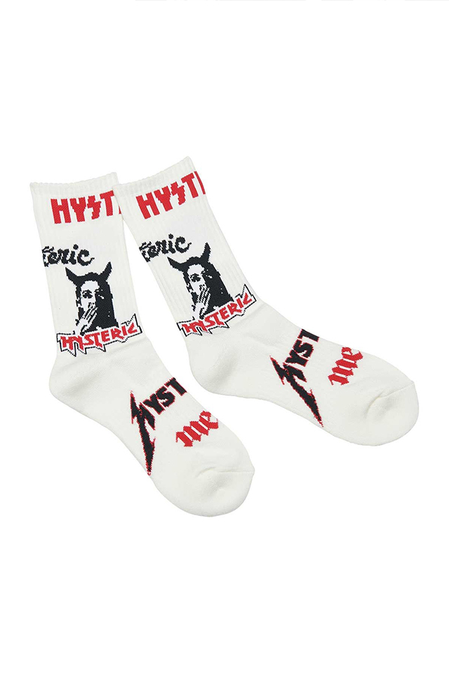 HYSTERIC GLAMOUR ヒステリックグラマー 02253QT03 METAL LOGO柄 スポーツソックス WHITE 正規通販 メンズ