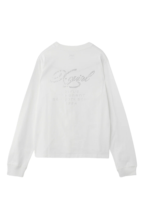 X-girl エックスガール 105254011007 RHINESTONE COMBINATION LOGO L/S TEE Tシャツ WHITE 正規通販 レディース