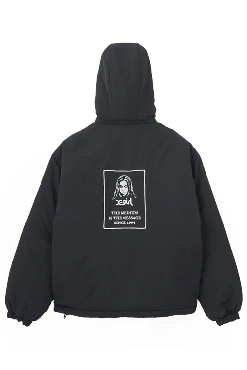 X-girl エックスガール 105253021006 FACE PATCH REVERSIBLE JACKET リバーシブルジャケット BLACK 正規通販 レディース