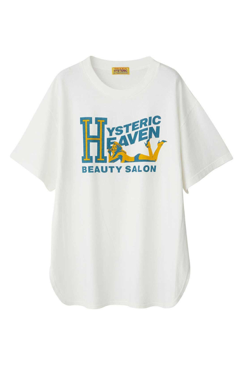 HYSTERIC GLAMOUR ヒステリックグラマー 01251CT22 H BEAUTY SALON オーバーサイズTシャツ WHITE 正規通販 レディース