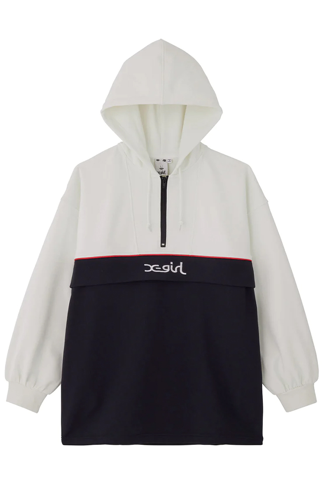 X-girl エックスガール 105233041006 BICOLOR ANORAK SWEAT DRESS X-girl スウェットワンピース WHITE 正規通販 レディース