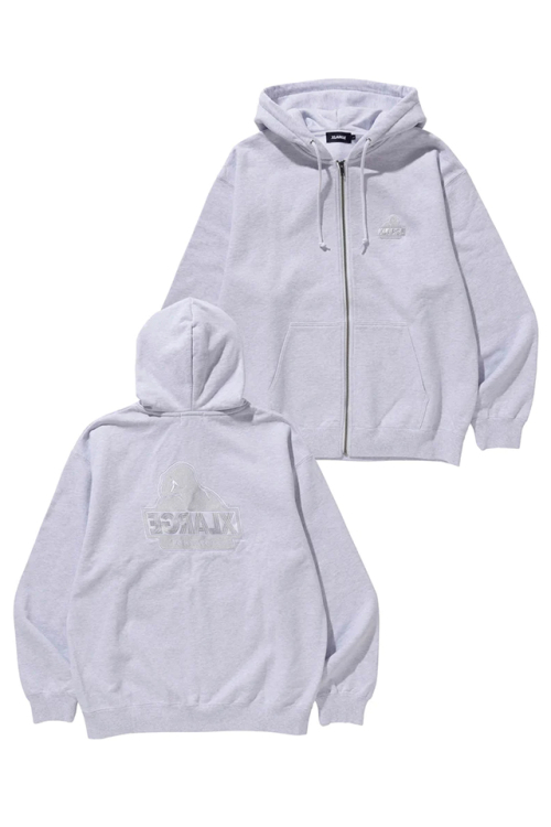 XLARGE エクストララージ 101233012008 BACKSIDE SLANTED OG ZIP HOODED SWEATSHIRT XLARGE ジップパーカー ASH 正規通販 メンズ レディース