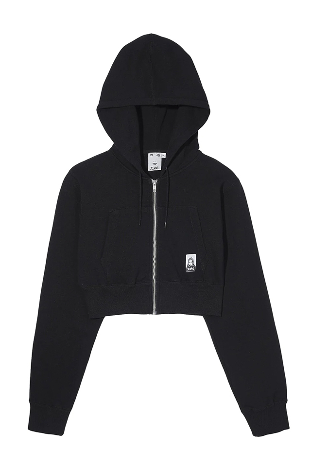 X-girl エックスガール 105241012016 FACE COMPACT ZIP UP HOODIE X-girl ジップパーカー BLACK 正規通販 レディース