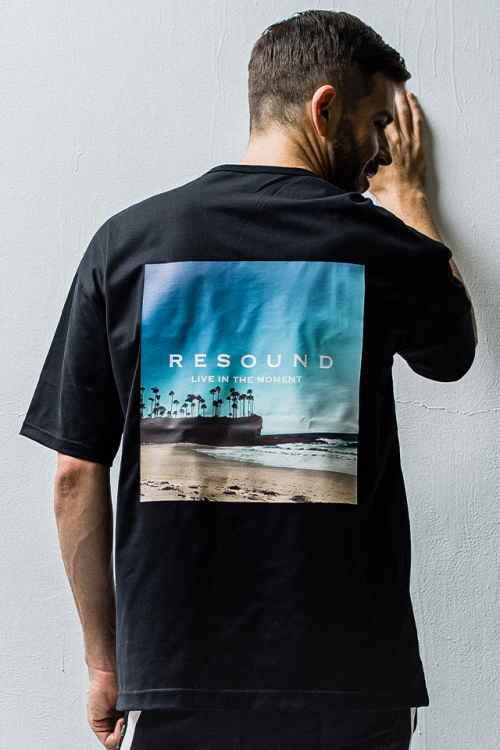 RESOUND CLOTHING リサウンドクロージング RC27-T-002 BEACH LOOSE TEE バックプリントルーズTシャツ BLACK 正規通販 メンズ