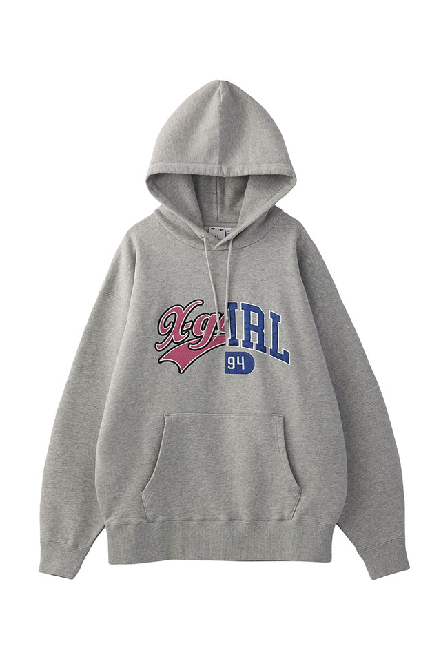 X-girl エックスガール 105253012016 MIX COLLEGE LOGO SWEAT HOODIE パーカー ASH 正規通販 レディース