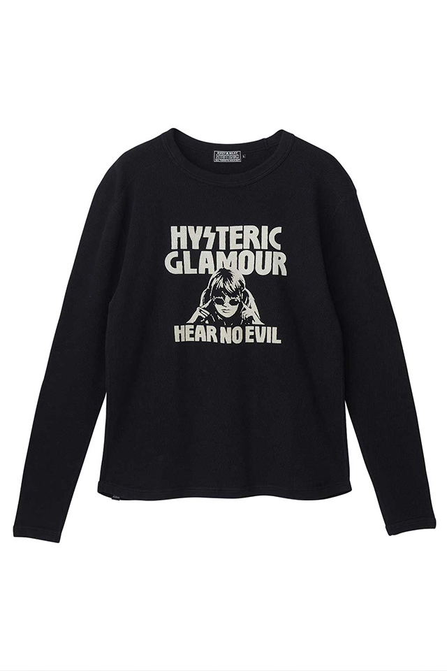 HYSTERIC GLAMOUR ヒステリックグラマー 02263CL05 HEAR NO EVIL Tシャツ BLACK 正規通販 メンズ
