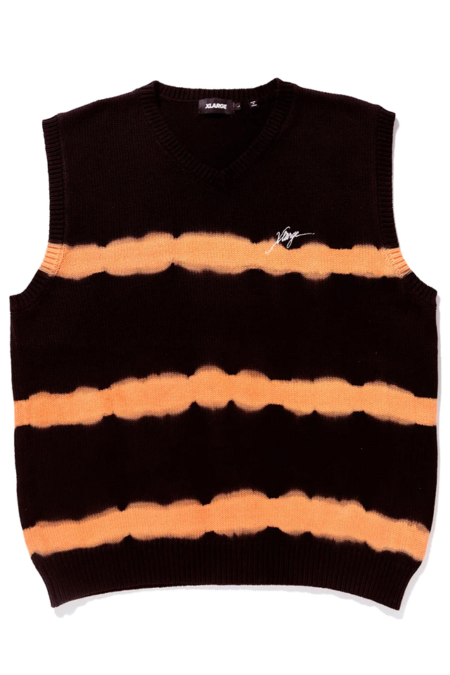 XLARGE エクストララージ 101231015002 TIE DYE STRIPED KNIT VEST XLARGE ニットベスト BLACK 正規通販 メンズ レディース