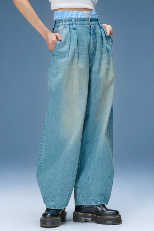 X-girl エックスガール 105262031017 TUCK WIDE LEG DENIM PANTS タックワイドデニムパンツ LtINDIGO 正規通販 レディース