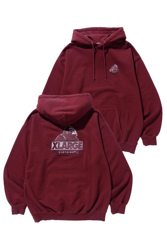 XLARGE OVERDYE SLANTED OG PULLOVER HOODED SWEAT XLARGE パーカー BURGUNDY 101224012036 正規通販 メンズ レディース