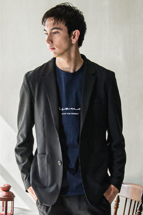 RESOUND CLOTHING リサウンドクロージング RC31-JK-001 GARY JACKET シアサッカーテーラードジャケット BLACK 正規通販 メンズ