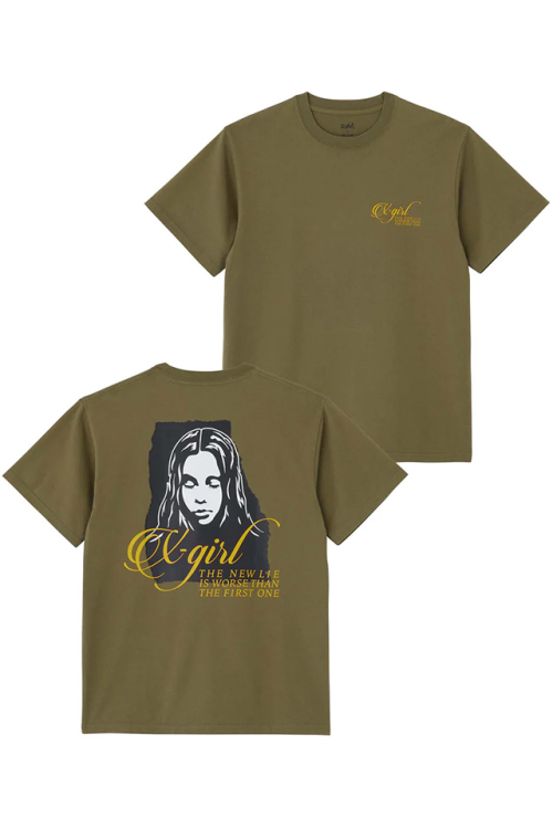 X-girl エックスガール 105232011009 RIPPED FACE LOGO S/S TEE X-girl Tシャツ OLIVE 正規通販 レディース