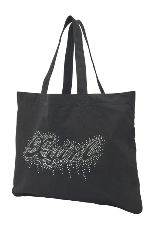 X-girl エックスガール 105263053008 RHINESTONE LOGO BIG TOTE BAG ビッグトートバッグ BLACK 正規通販 レディース