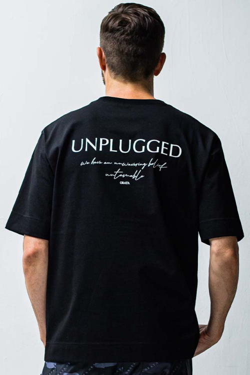 ORATA オラータ OR1-T-002 unplugged back T プリントTシャツ BLACK 正規通販 メンズ