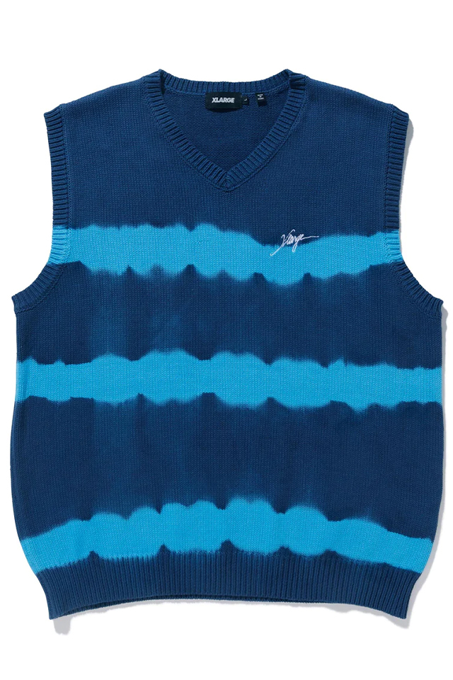 XLARGE エクストララージ 101231015002 TIE DYE STRIPED KNIT VEST XLARGE ニットベスト NAVY 正規通販 メンズ レディース