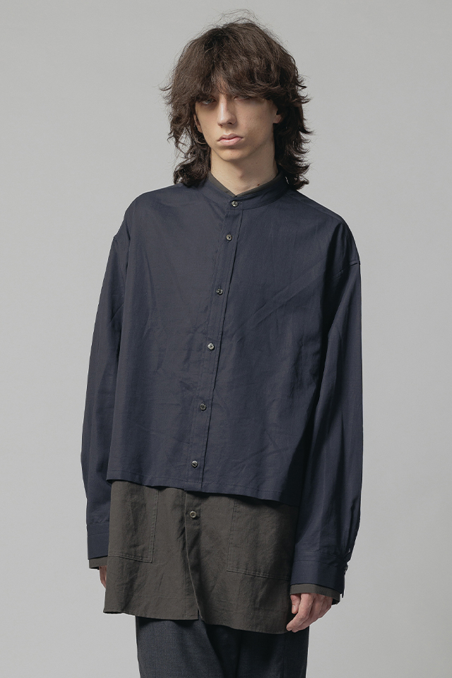 The Viridi-anne ザ ヴィリジアン VI-3726-02 綿リネンレイヤードシャツ CHACOAL 正規通販 メンズ