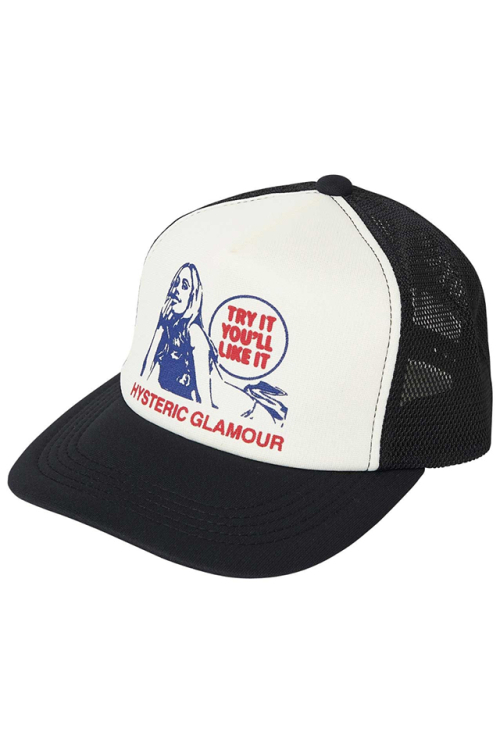 HYSTERIC GLAMOUR ヒステリックグラマー 02231QH04 TRY IT YOU’LL LIKE IT メッシュキャップ BLACK 正規通販 メンズ