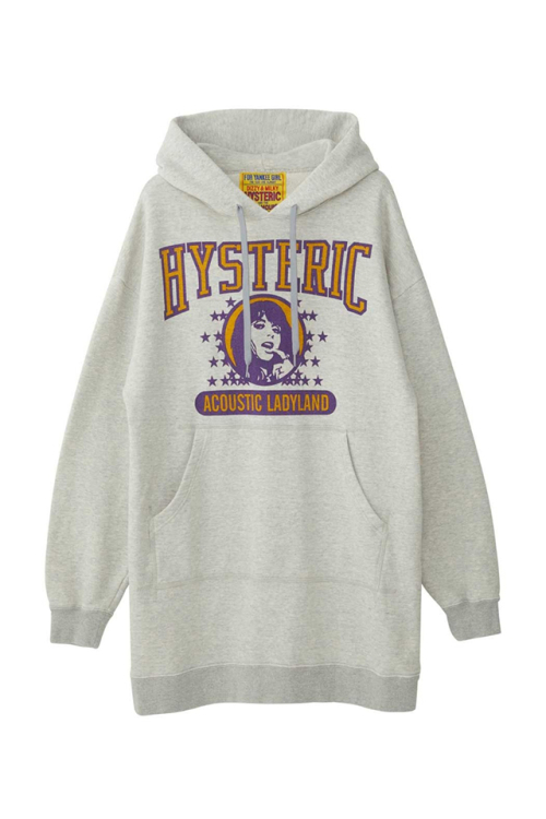 HYSTERIC GLAMOUR ヒステリックグラマー 01241CO03 ACOUSTIC LADYLAND オーバーサイズワンピース TOP GRAY 正規通販 レディース
