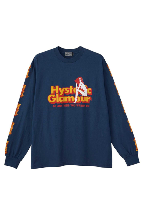 HYSTERIC GLAMOUR ヒステリックグラマー 02253CL02 DO ANYTHING Tシャツ NAVY 正規通販 メンズ