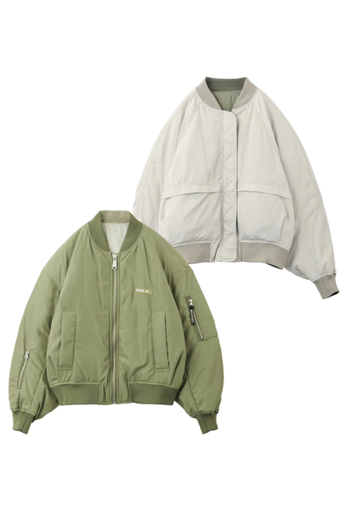 MILKFED. ミルクフェド 103233021006 REVERSIBLE MA-1 FLIGHT JACKET MILKFED. リバーシブルMA-1ジャケット OLIVE 正規通販 レディース