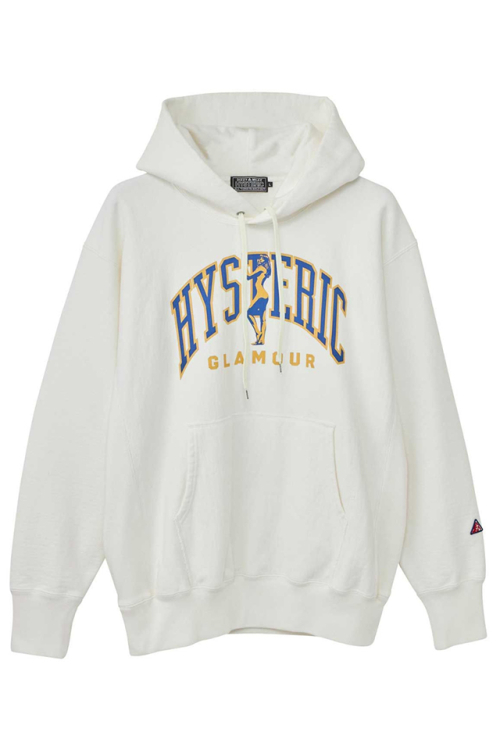 HYSTERIC GLAMOUR ヒステリックグラマー 02233CF08 HYSTERIC GIRL ヘビーウエイトパーカー WHITE 正規通販 メンズ