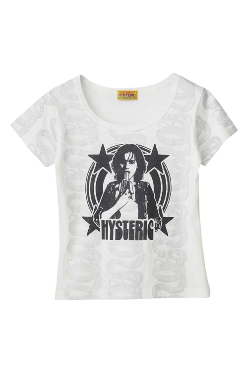 HYSTERIC GLAMOUR ヒステリックグラマー 01263CT03 BANANA GIRL チビTシャツ WHITE 正規通販 レディース