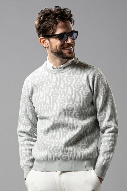 WJKG gf601b knit pullover ニットプルオーバー WHITE × GRAY 正規通販 メンズ ゴルフ