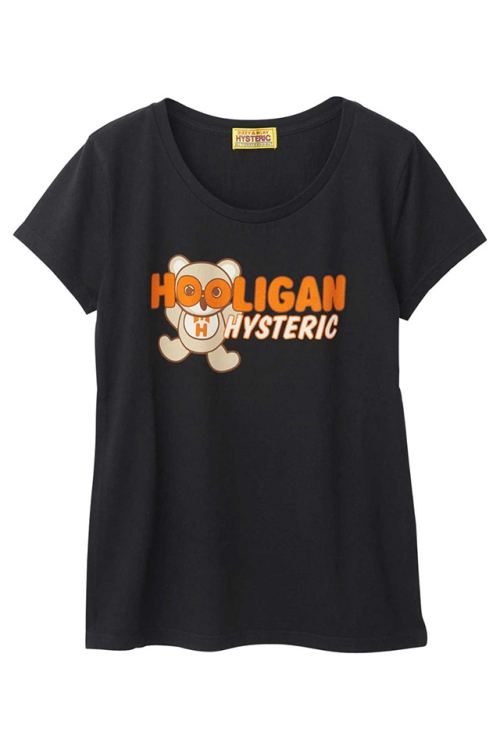 HYSTERIC GLAMOUR ヒステリックグラマー 01232CT02 HOOLIGAN Tシャツ BLACK 正規通販 レディース