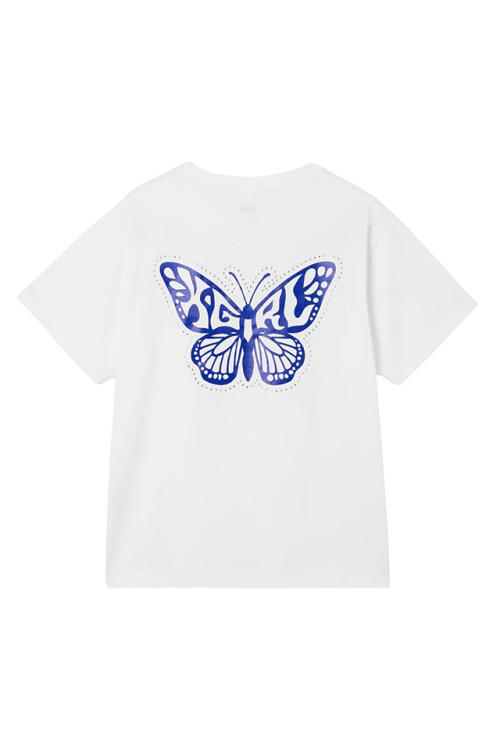 X-girl エックスガール 105263011017 RHINESTONE AND BUTTERFLY LOGO S/S TEE Tシャツ WHITE 正規通販 レディース