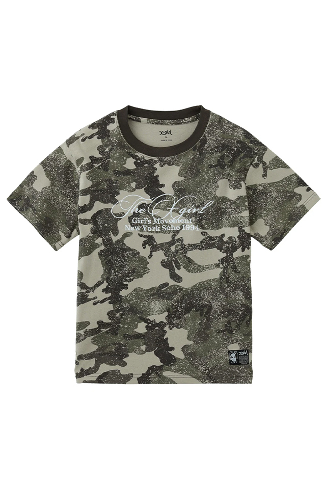 X-girl エックスガール 105261011018 FADED CURSIVE SCRIPT LOGO CAMO S/S TEE Tシャツ CAMO 正規通販 レディース