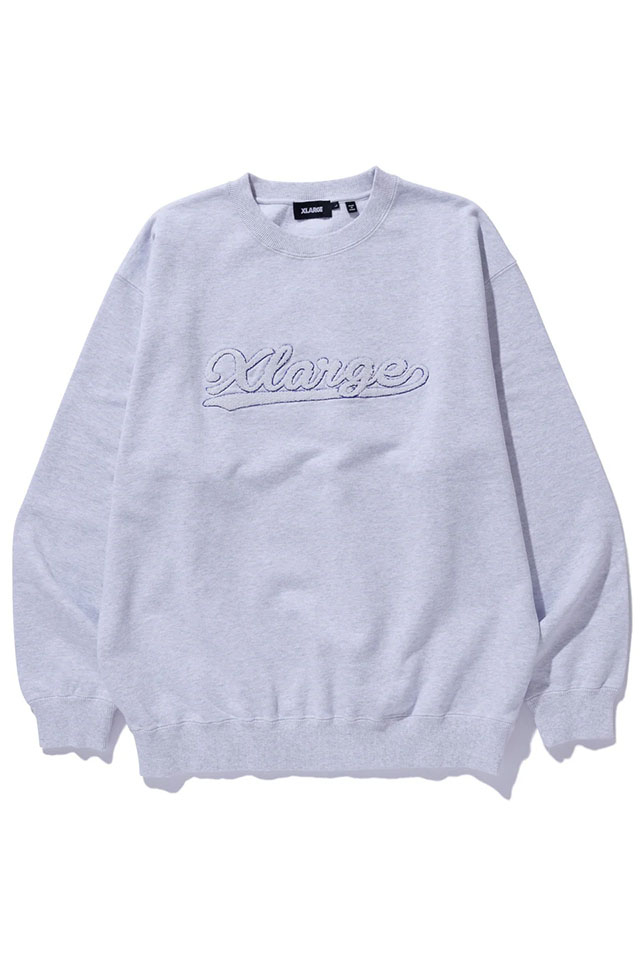 XLARGE エクストララージ 101254012018 CHENILLE LOGO CREWNECK SWEATSHIRT クルーネックスウェット ASH 正規通販 メンズ レディース