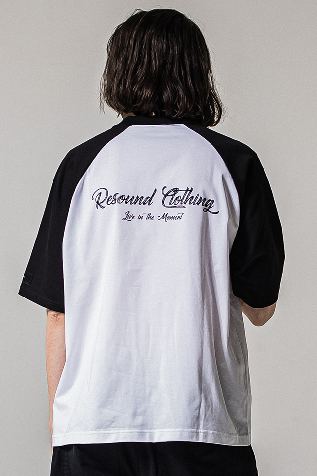 RESOUND CLOTHING リサウンドクロージング RC39-T-001 BACK RC raglan OVER TEE ラグランTシャツ WHBK 正規通販 メンズ 2026年4月20日入荷予定
