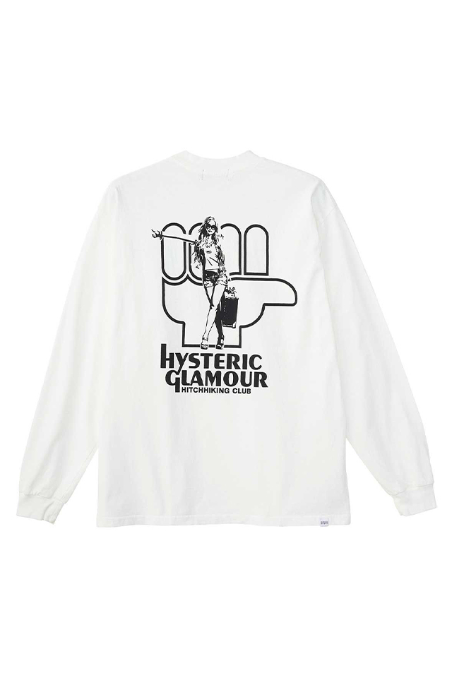 HYSTERIC GLAMOUR ヒステリックグラマー 02253CL01 HYS HITCHHIKING CLUB Tシャツ WHITE 正規通販 メンズ