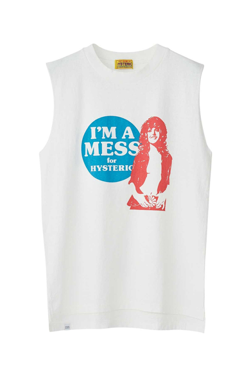 HYSTERIC GLAMOUR ヒステリックグラマー 01261CR07 I’M A MESS HYSノースリーブ WHITE 正規通販 レディース