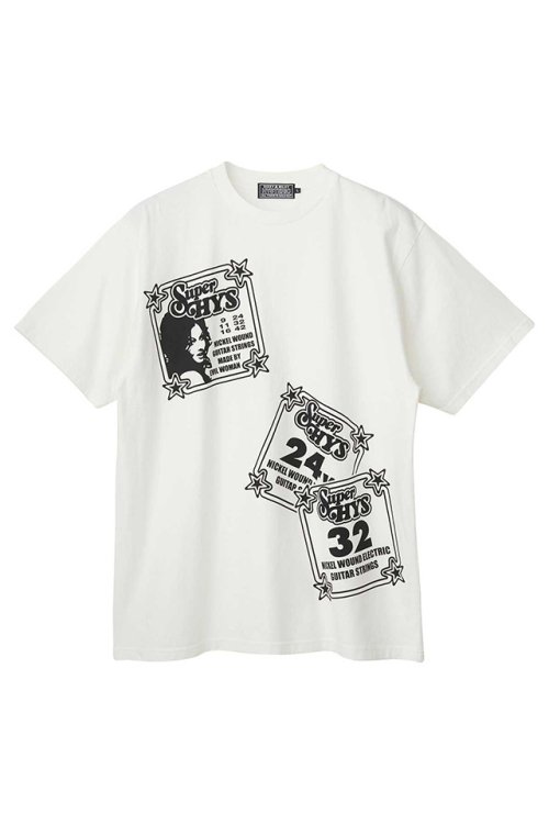 HYSTERIC GLAMOUR ヒステリックグラマー 02263CT04 HG GUITAR STRINGS Tシャツ WHITE 正規通販 メンズ