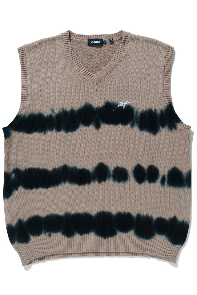 XLARGE エクストララージ 101231015002 TIE DYE STRIPED KNIT VEST XLARGE ニットベスト LtGRAY 正規通販 メンズ レディース