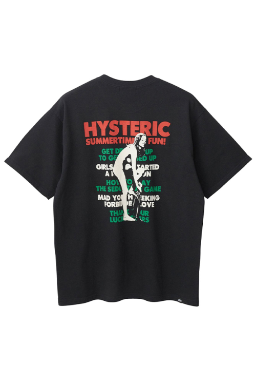 HYSTERIC GLAMOUR ヒステリックグラマー 02232CT01 SUMMER TIME FUN Tシャツ BLACK 正規通販 メンズ