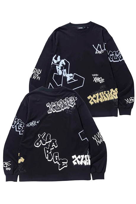 XLARGE エクストララージ 101233011020 GRAFFITI L/S TEE XLARGE ロングスリーブTシャツ BLACK 正規通販 メンズ レディース