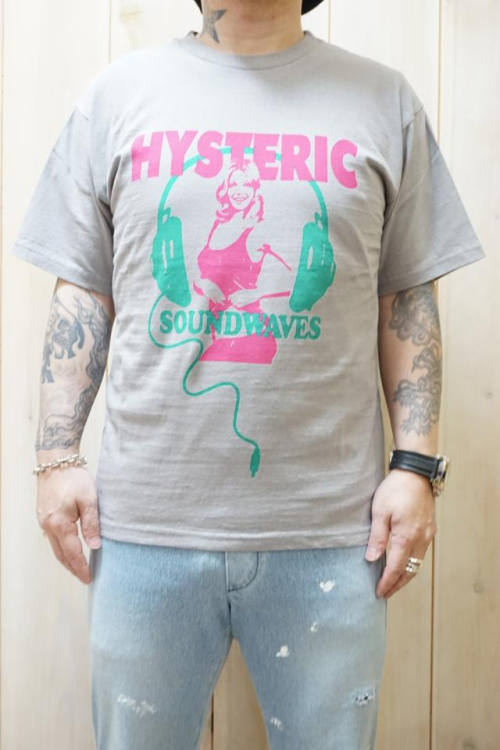 HYSTERIC GLAMOUR ヒステリックグラマー 02222CT07 SOUNDWAVE Tシャツ GRAY 正規通販 メンズ