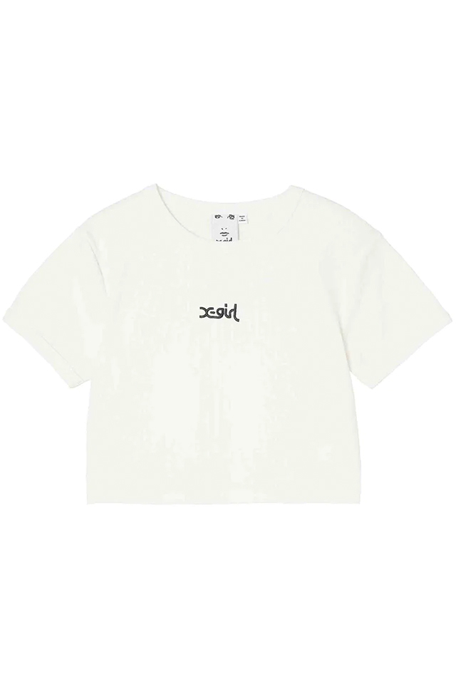 X-girl エックスガール 105232013025 MILLS LOGO S/S CROPPED TOP X-girl クロップド丈Tシャツ WHITE 正規通販 レディース