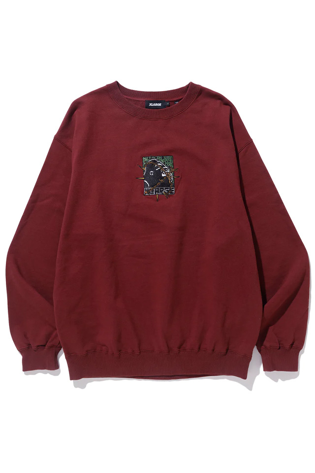 XLARGE エクストララージ 101234012015 BARBED WIRE OG CREWNECK SWEATSHIRT XLARGE クルーネックスウェット BURGUNDY 正規通販 メンズ レディース